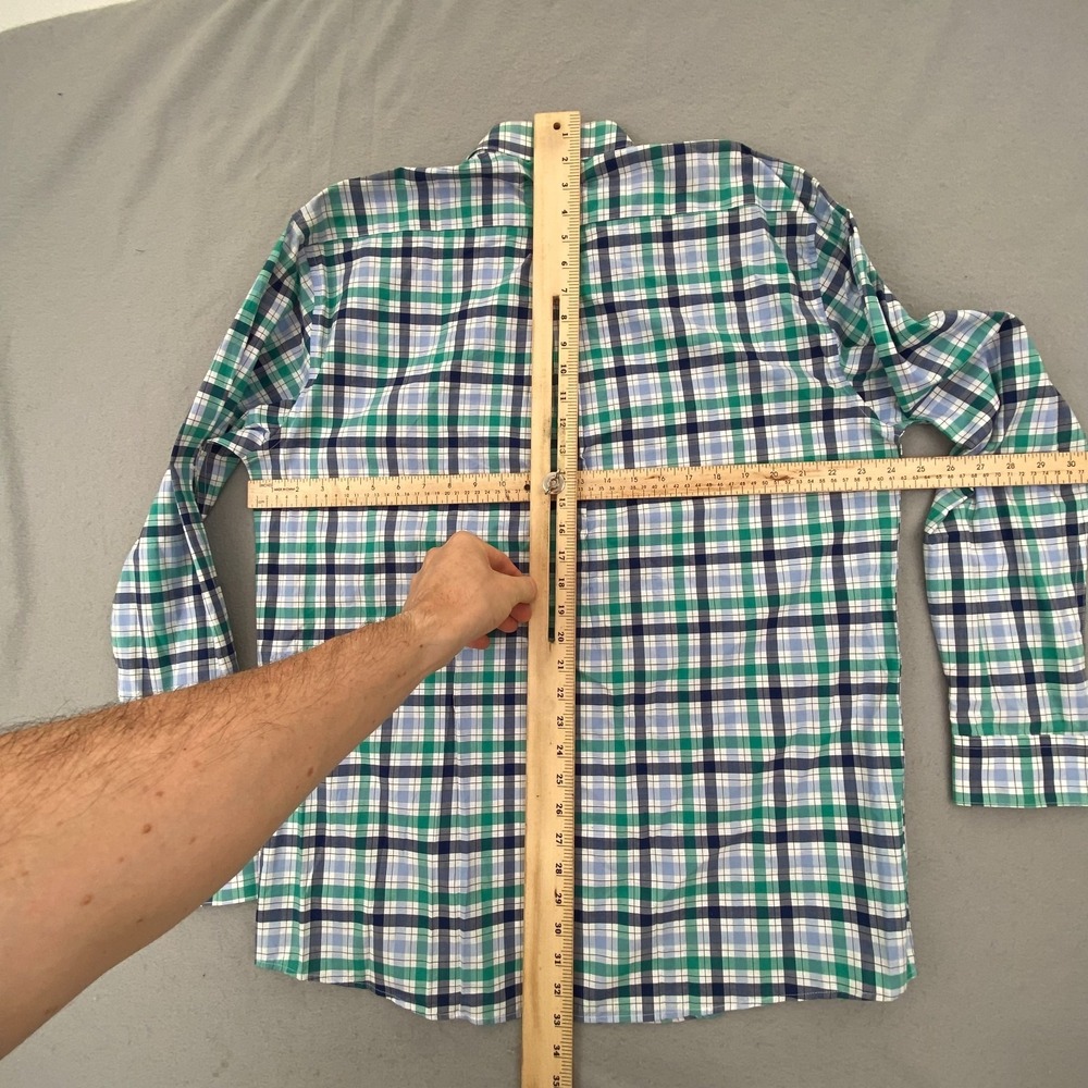 Barbour Mens Button shirt Large regular Fit Plaid Cotton Green blue NEW NWT - Picture 14 of 16